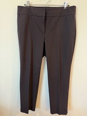 LOFT Marisa Ankle Pants Women Size 12 Brown Patterned Career Work Trousers